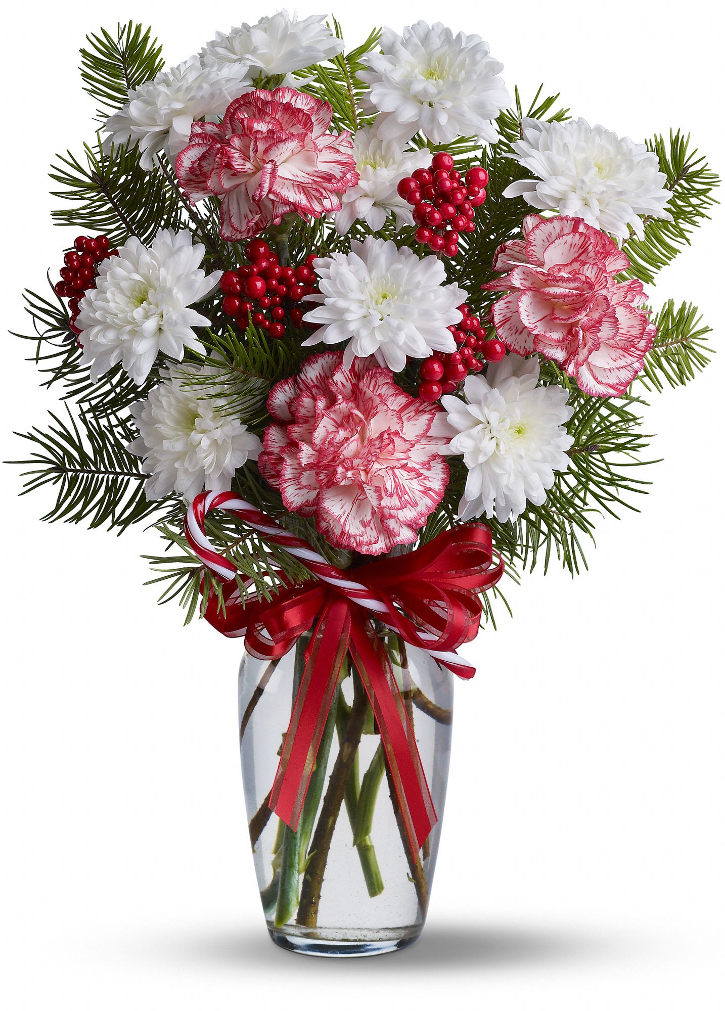 Peppermint Pretty Christmas Flower Arrangement
