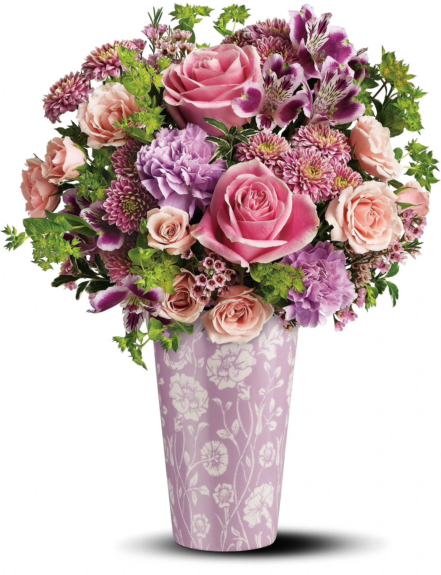 Teleflora's Pink Damask Vase Bouquet in San Diego CA The Floral Gallery