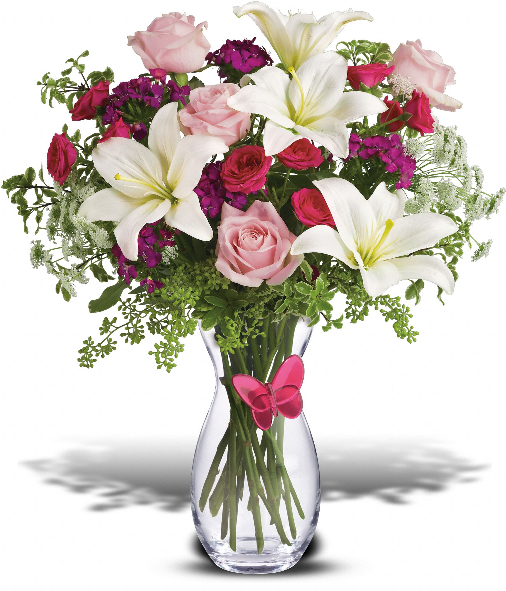 Pink Butterfly Bouquet by Teleflora Flowers