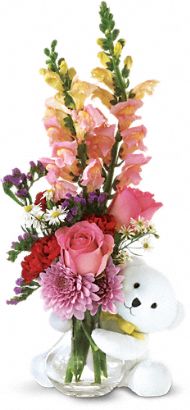 Teleflora's Bear Hug Bear with Pink Roses Teleflora's Bear Hug Bear with Pink Roses