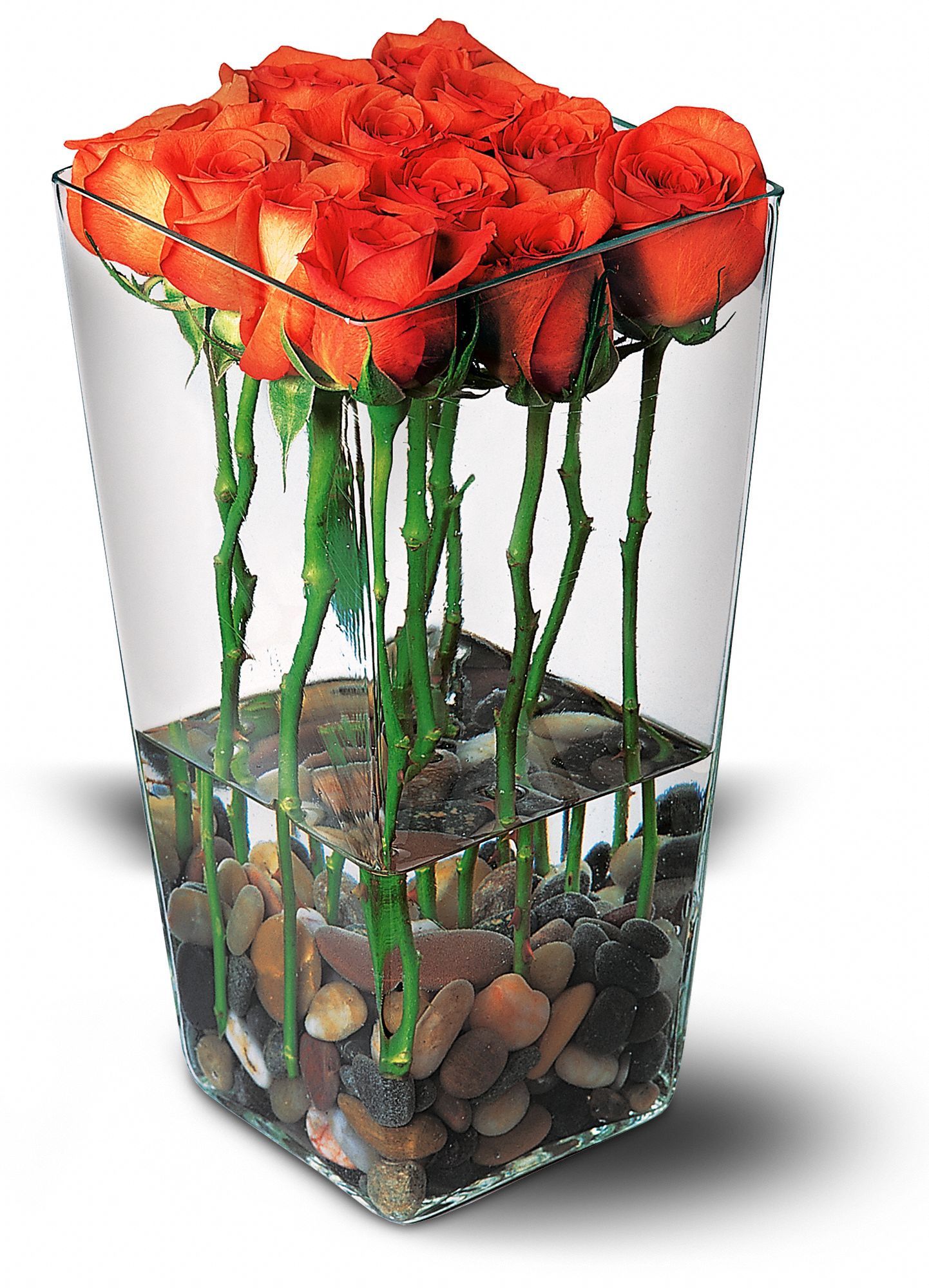 Orange Roses with River Rocks, picture
