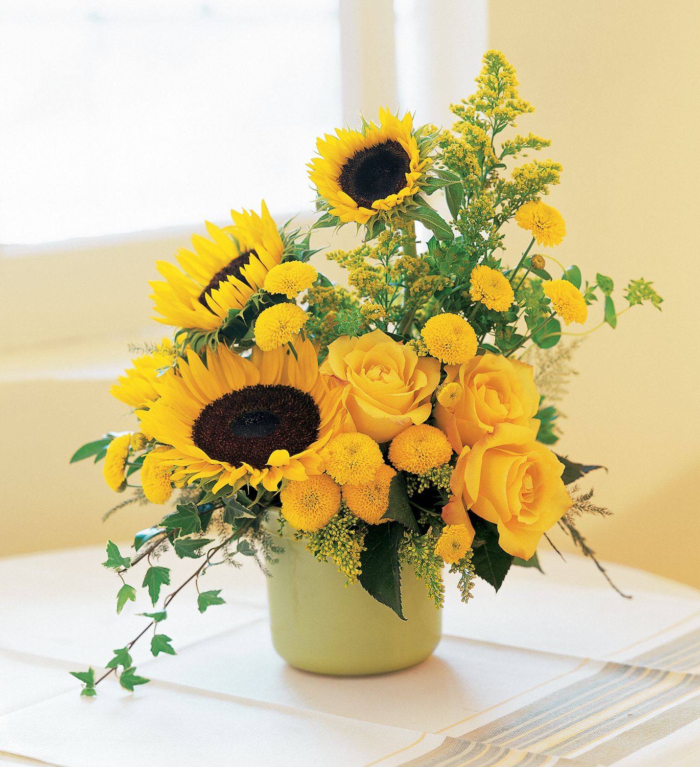 A Pot of Sun Flowers
