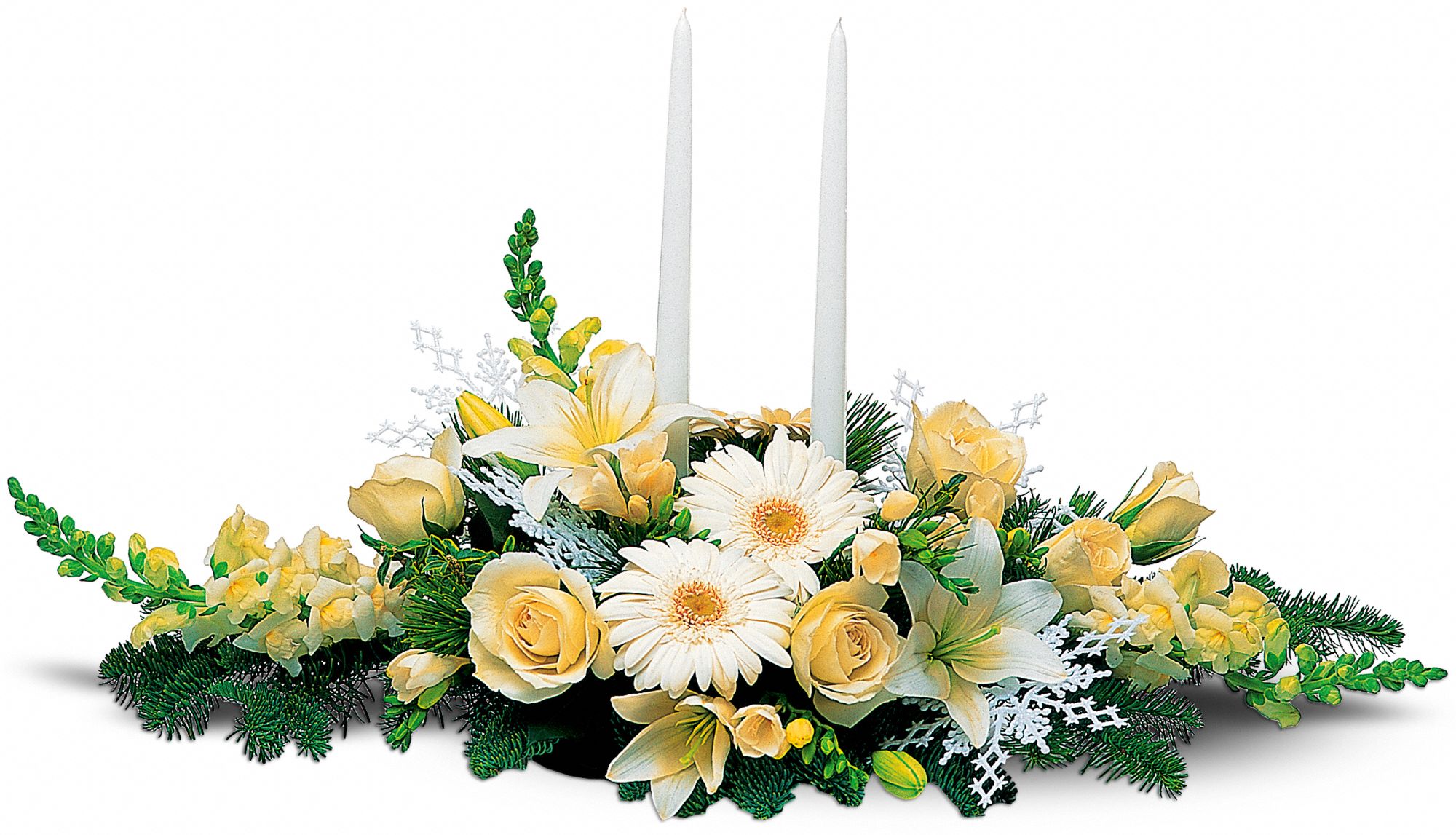 Two White Taper Centerpiece in New Port Richey&nbsp;FL, Cottage Florist Of Trinity