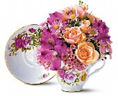 Margie's Florist II, Covington, Louisiana - Pink Roses Teacup Bouquet, picture