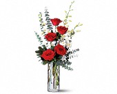 Margie's Florist II, Covington, Louisiana - Red Roses and White Orchids, picture
