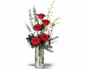 Margie's Florist II, Covington, Louisiana - Red Roses and White Orchids, picture