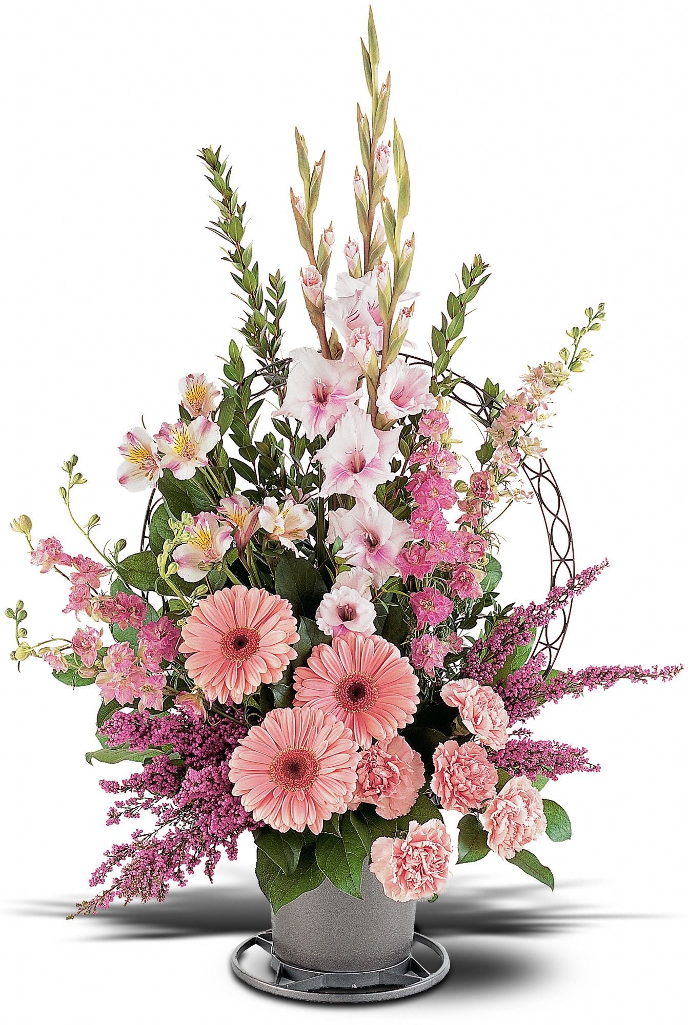 Hopeful Pink Basket Flowers