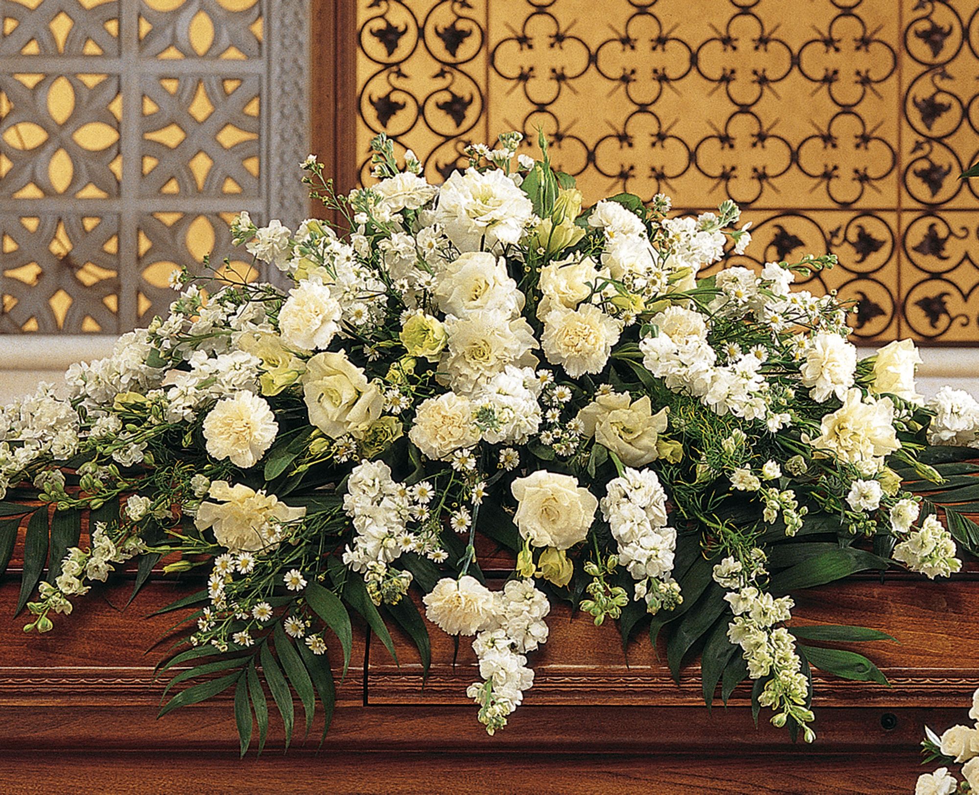 Pure White Casket Spray Flowers