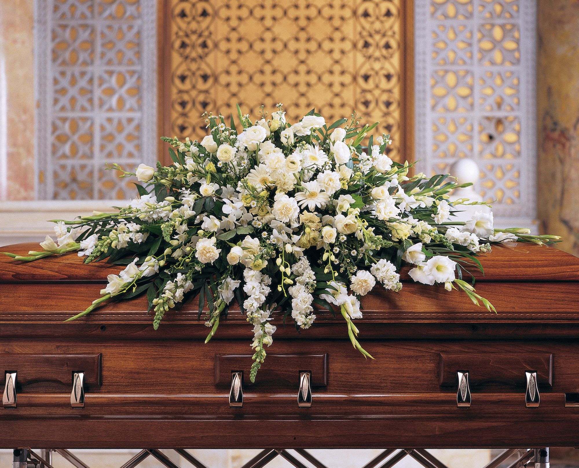 Deluxe Pure White Casket Spray in West Hills&nbsp;CA, Flowers On the Hills