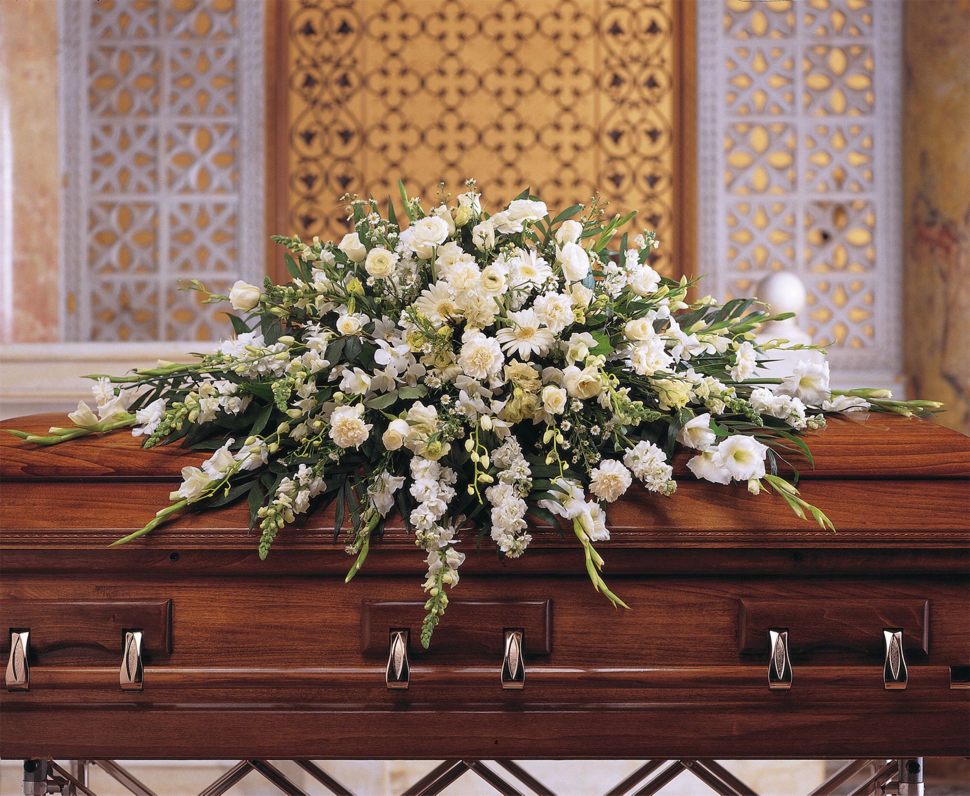 Deluxe Pure White Casket Spray