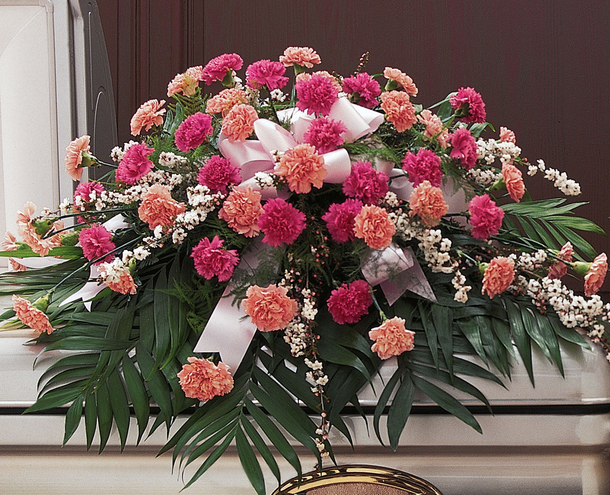 Delicate Pink Casket Spray Flowers