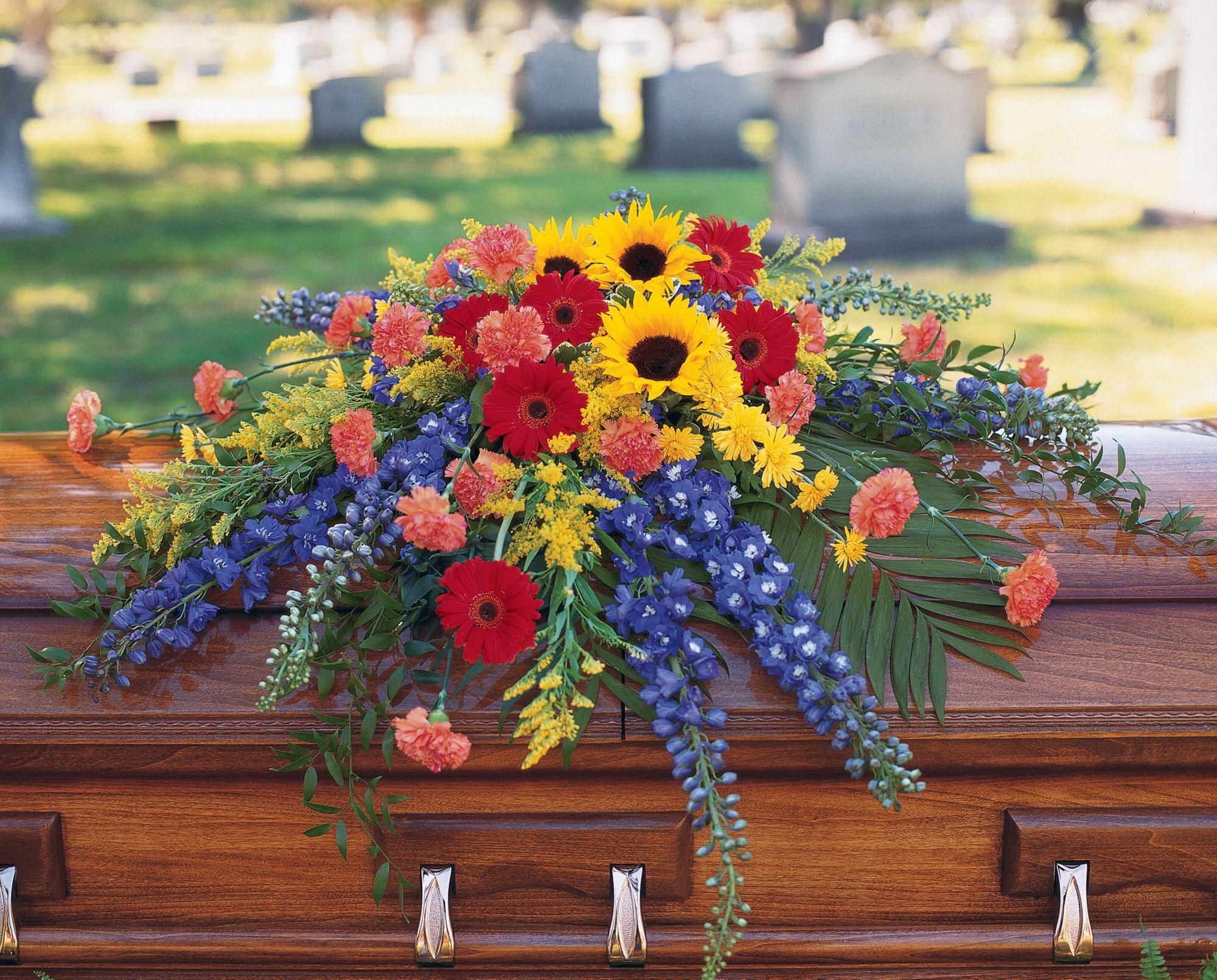 Vibrant Summer Casket Spray in Moorestown NJ Moorestown Flower Shoppe