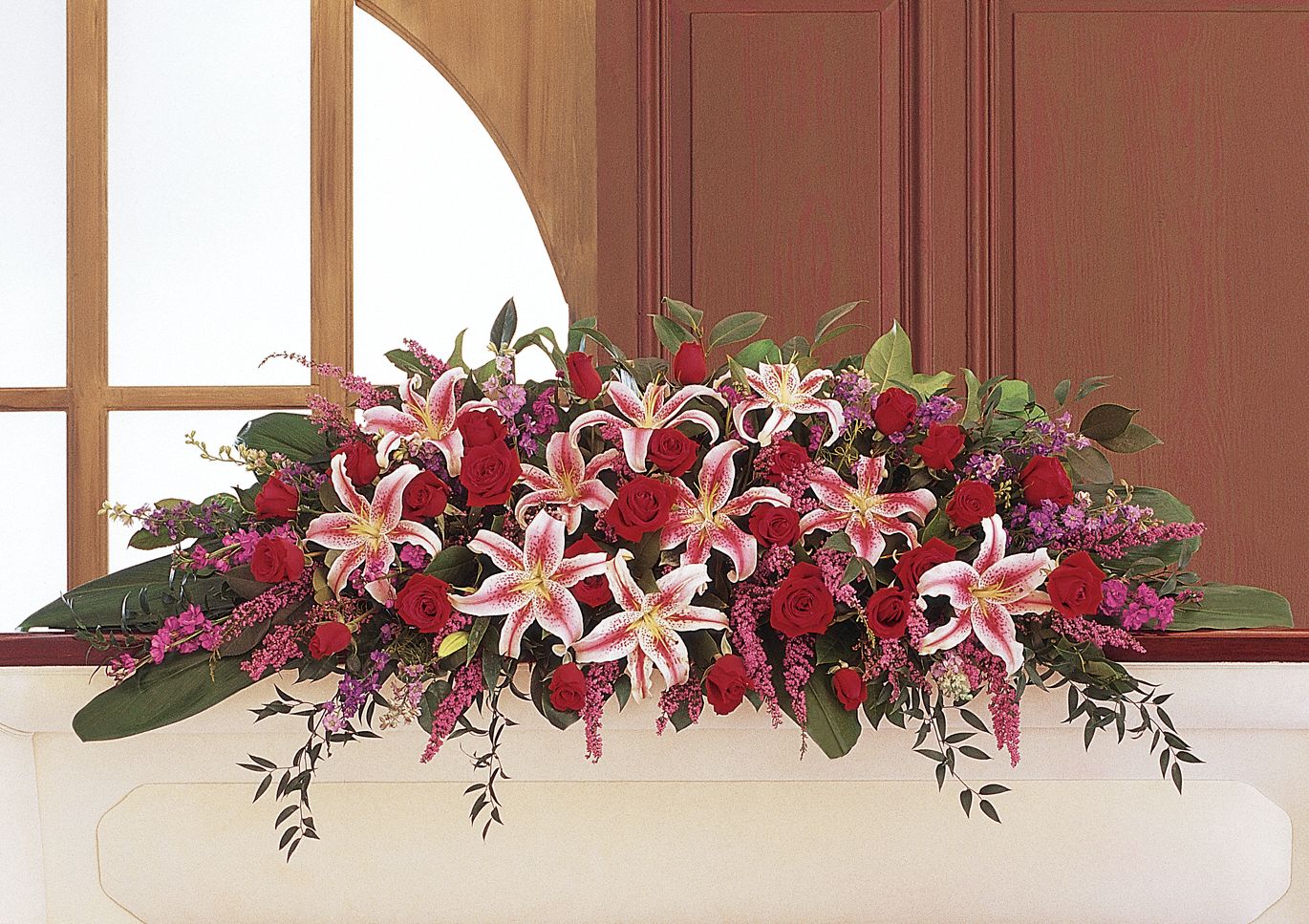 Amethyst and Ruby Casket Spray