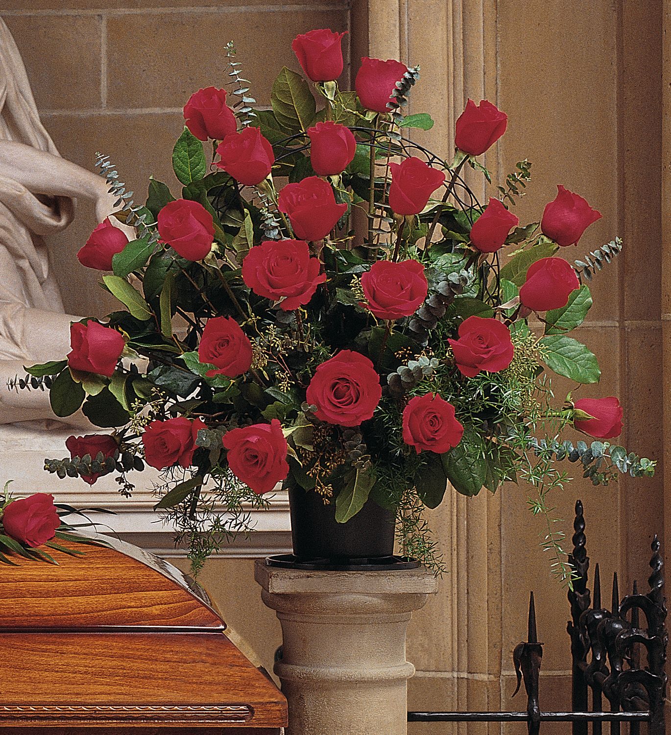 Blooming Red Roses Basket