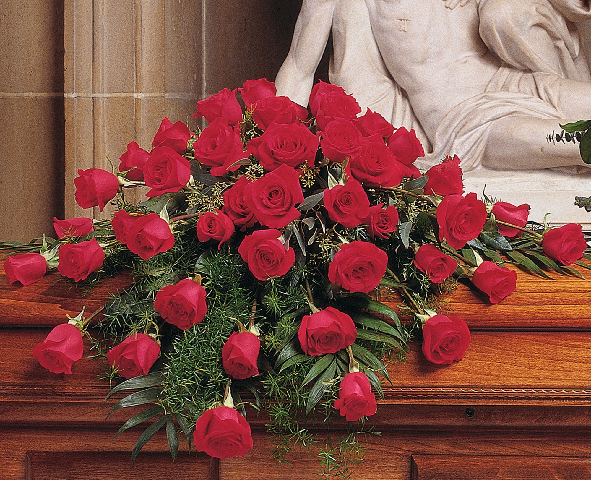 Blooming Red Roses Casket Spray Flowers