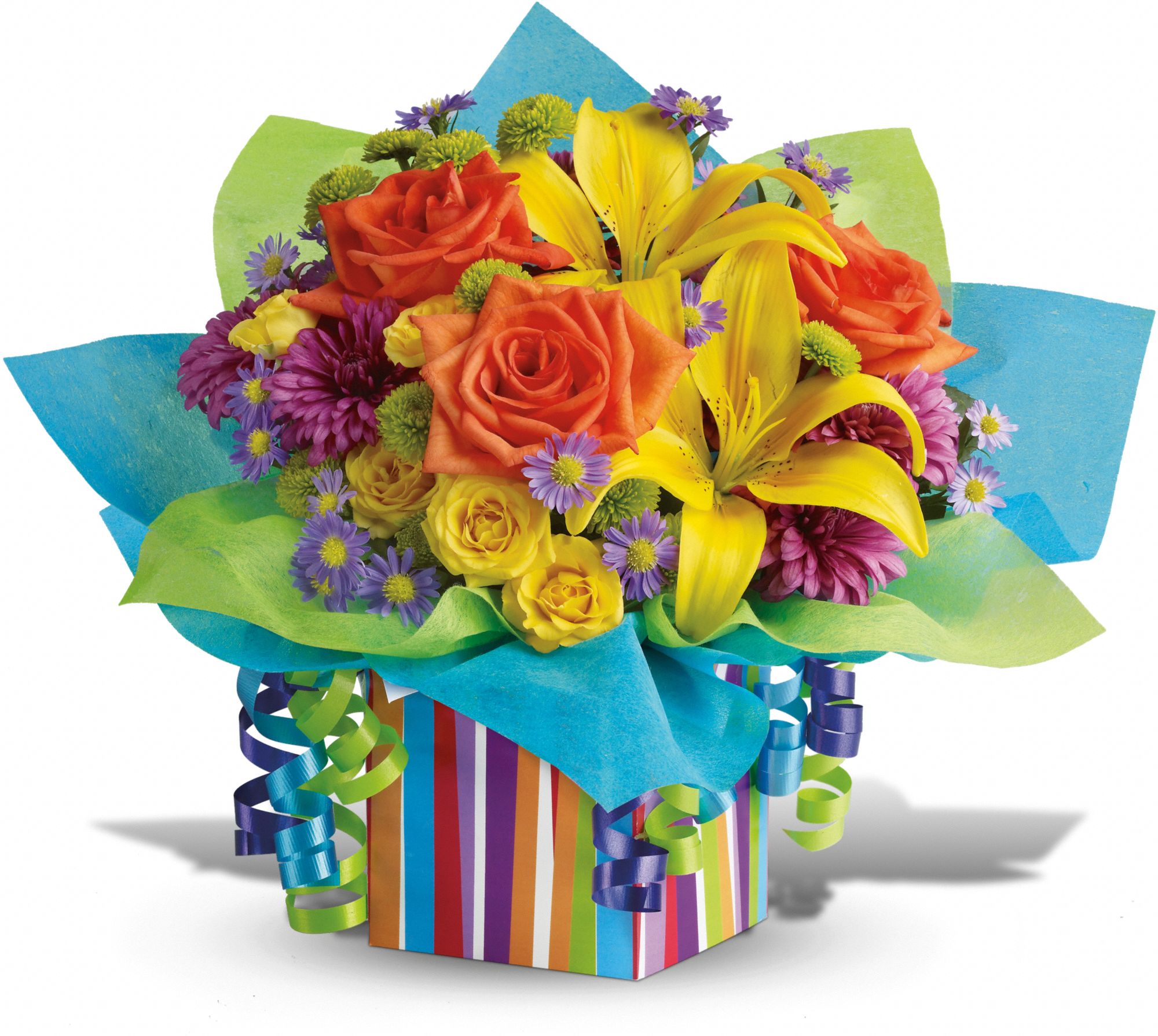 Teleflora's Rainbow Present Flowers
