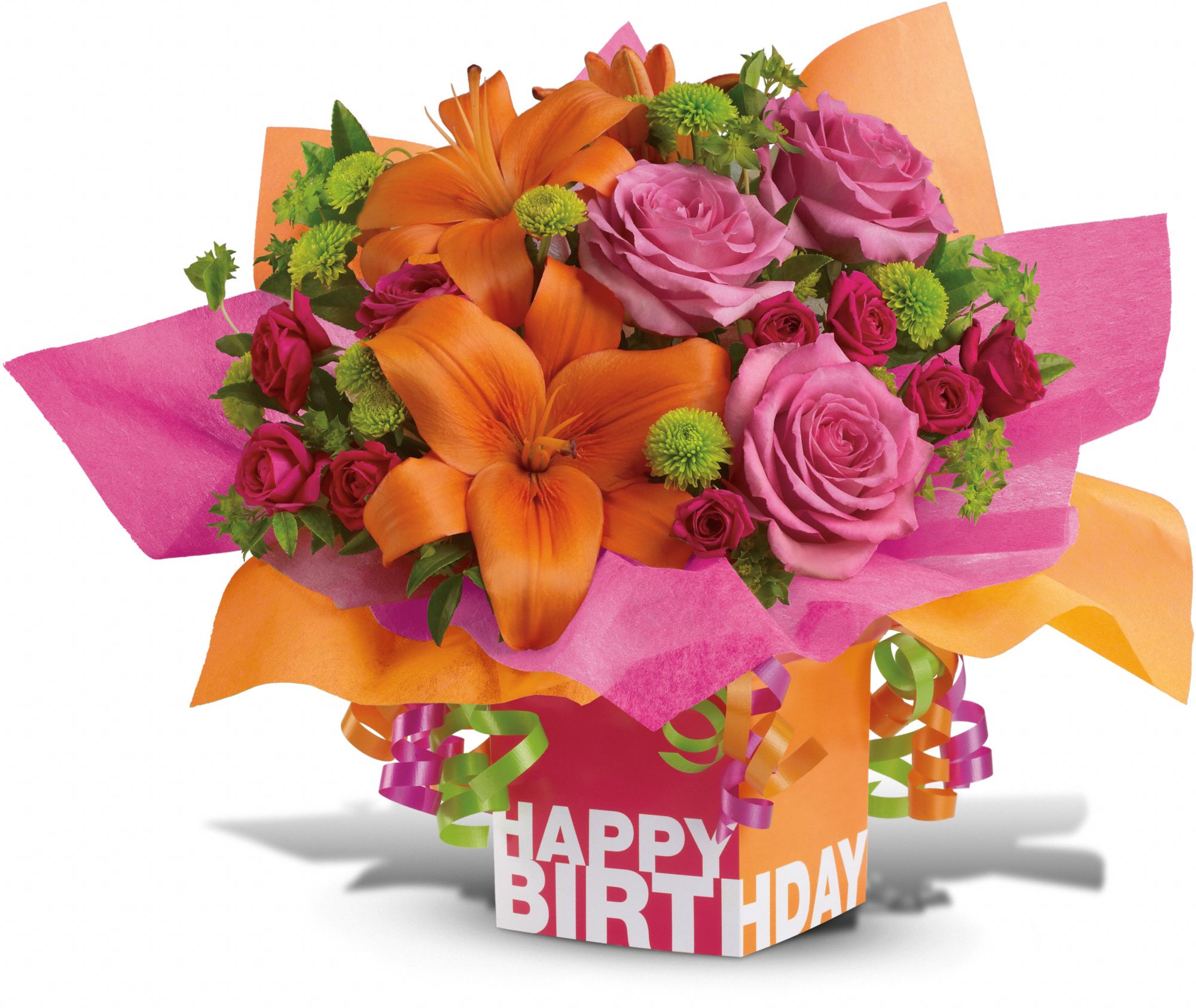 Teleflora's Rosy Birthday Present Flowers