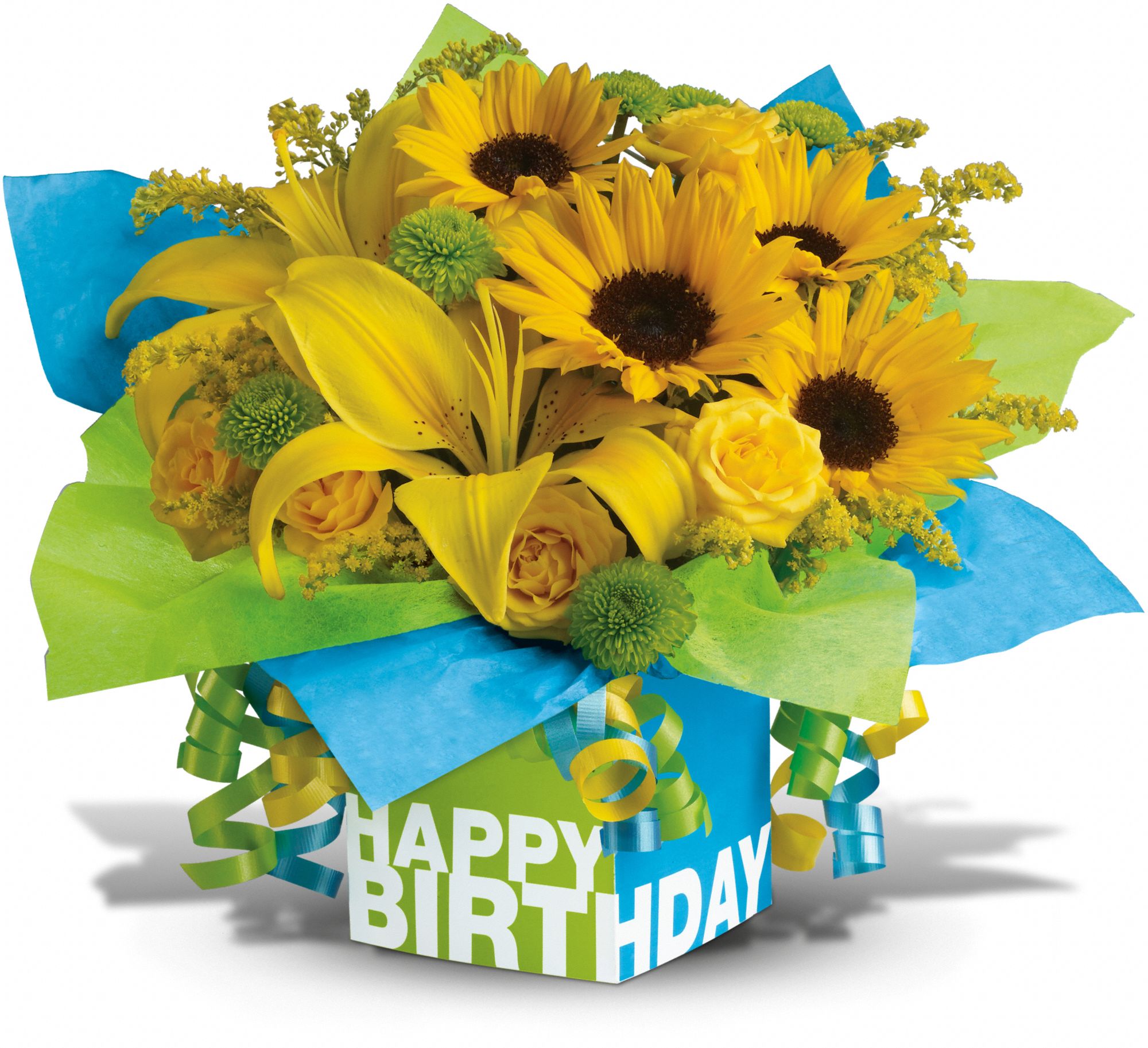 Teleflora's Sunny Birthday Present Flowers