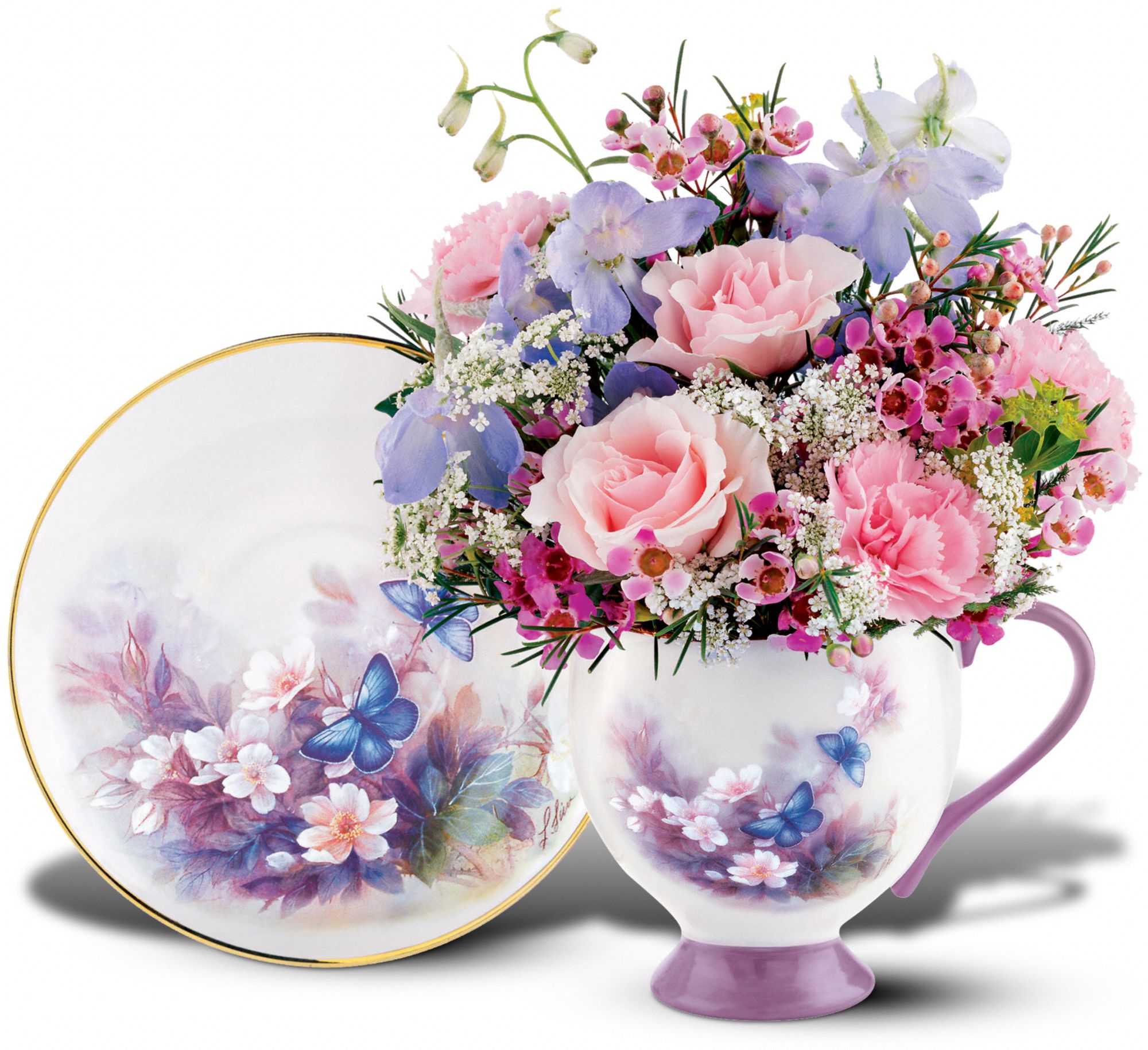 Teleflora's Lena Liu Butterfly Teacup Bouquet in Eugene&nbsp;OR, Cardae Flowers & Gifts