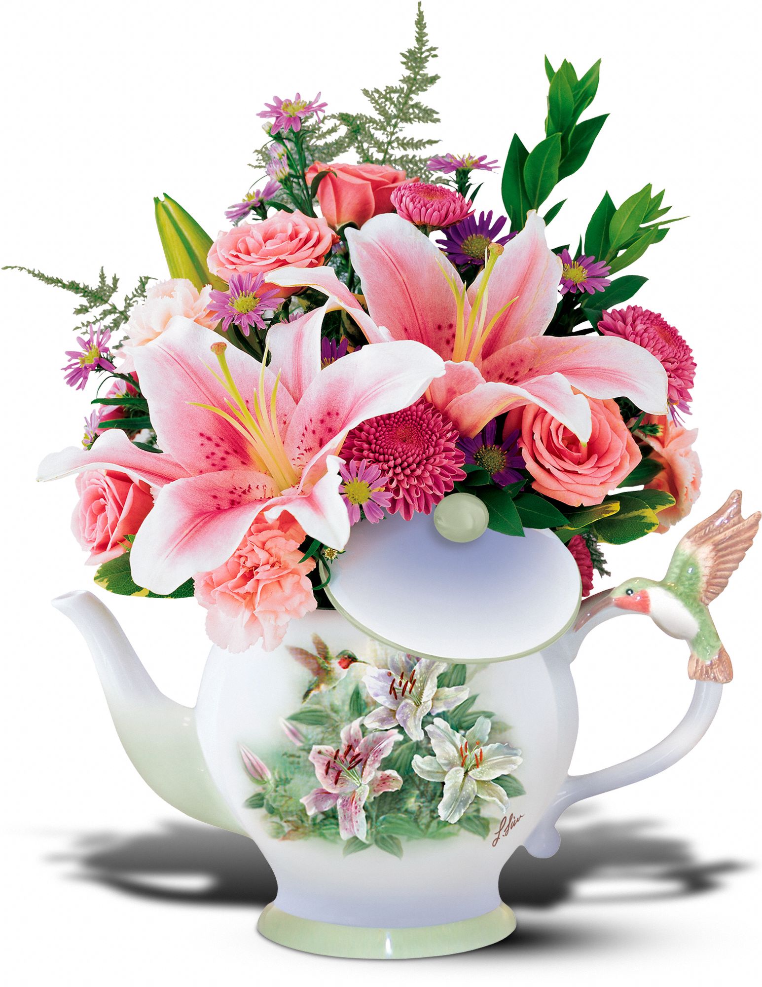 Teleflora's Lena Liu Hummingbird Teapot Bouquet, picture