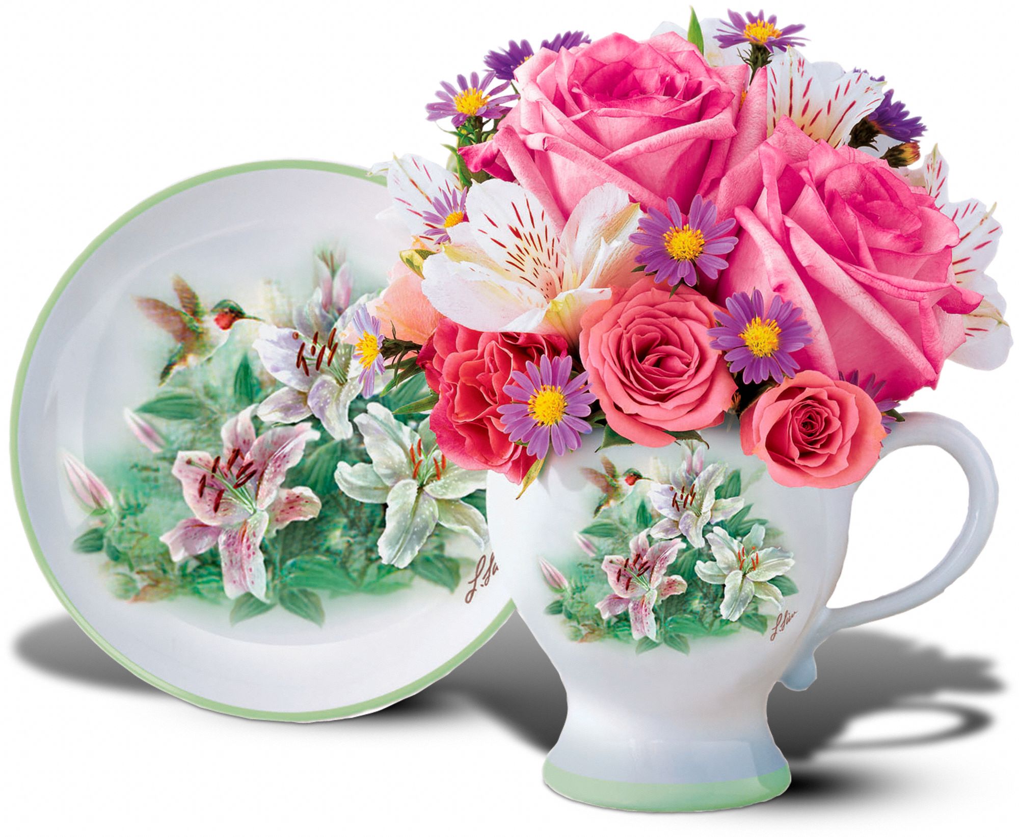 Teleflora's Lena Liu Hummingbird Teacup Bouquet in Chicago&nbsp;IL, Sauganash Flowers