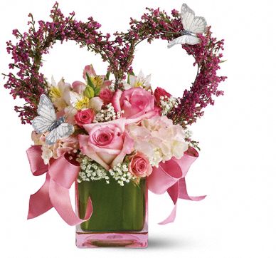 Enchanted Floral Bouquet with pink hydrangeas, roses, alstroemeria, heather