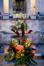 Harvest moon flower arrangement featured at Philadelphia Museum of Art
