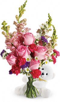 Bear Hug Bear pink bouquet
