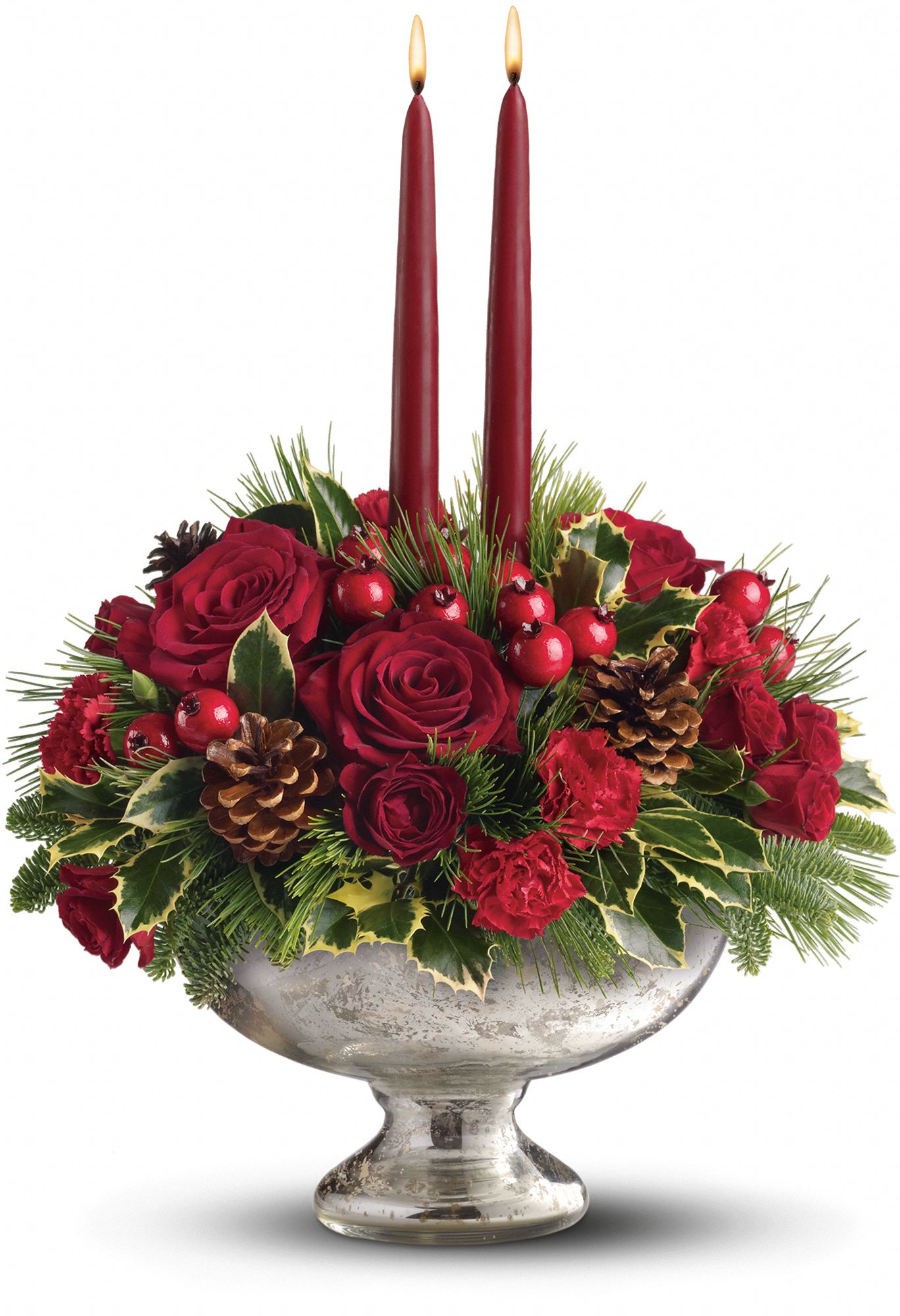 Teleflora's Mercury Glass Bowl Bouquet Flowers