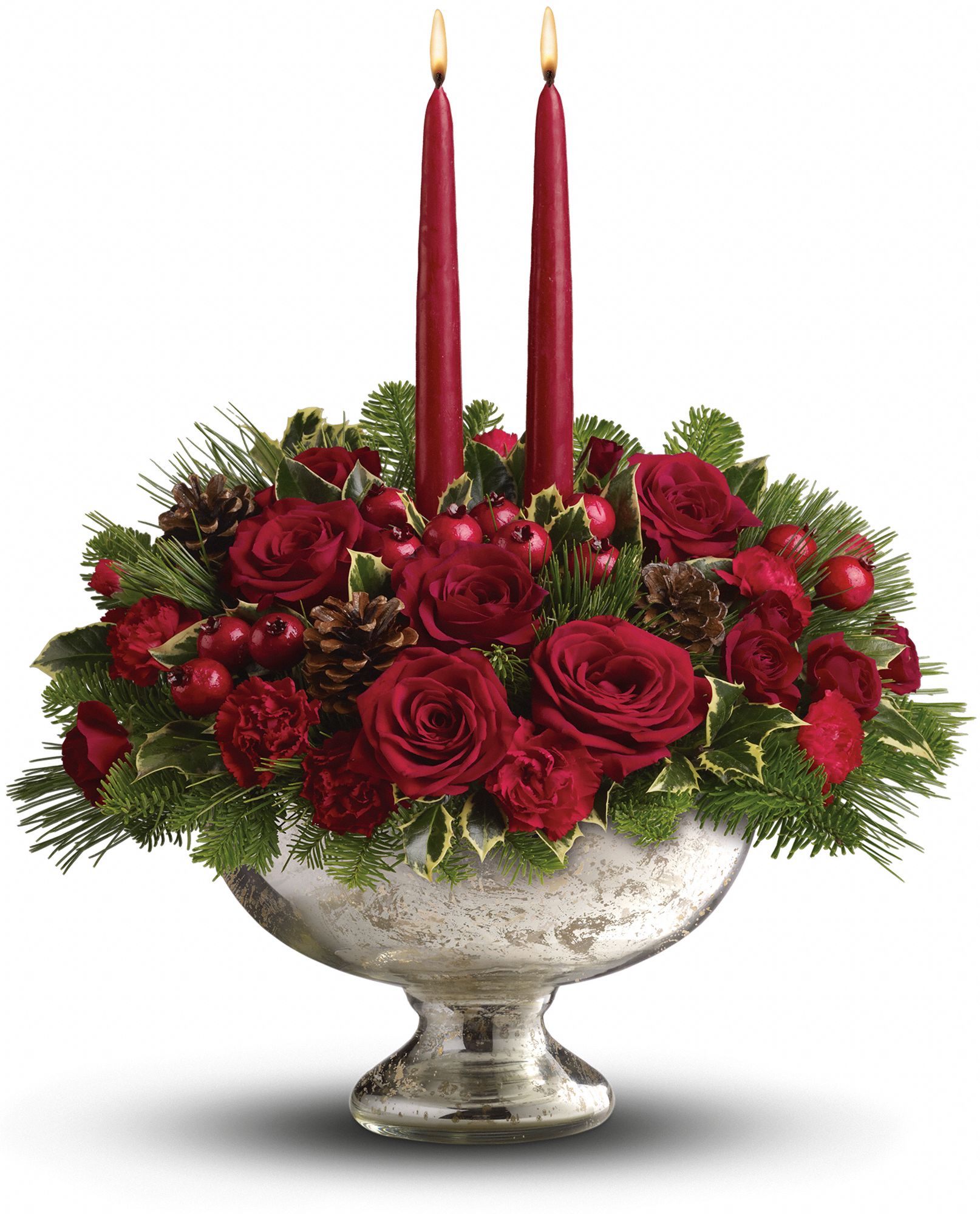 Teleflora's Mercury Glass Bowl Bouquet Flowers