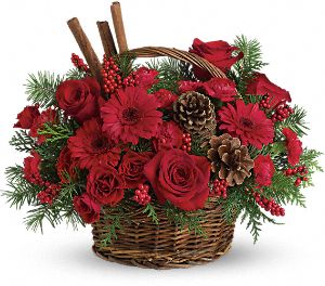 Christmas floral basket