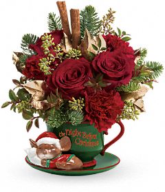 Night Before Christmas bouquet with keepsake teacup