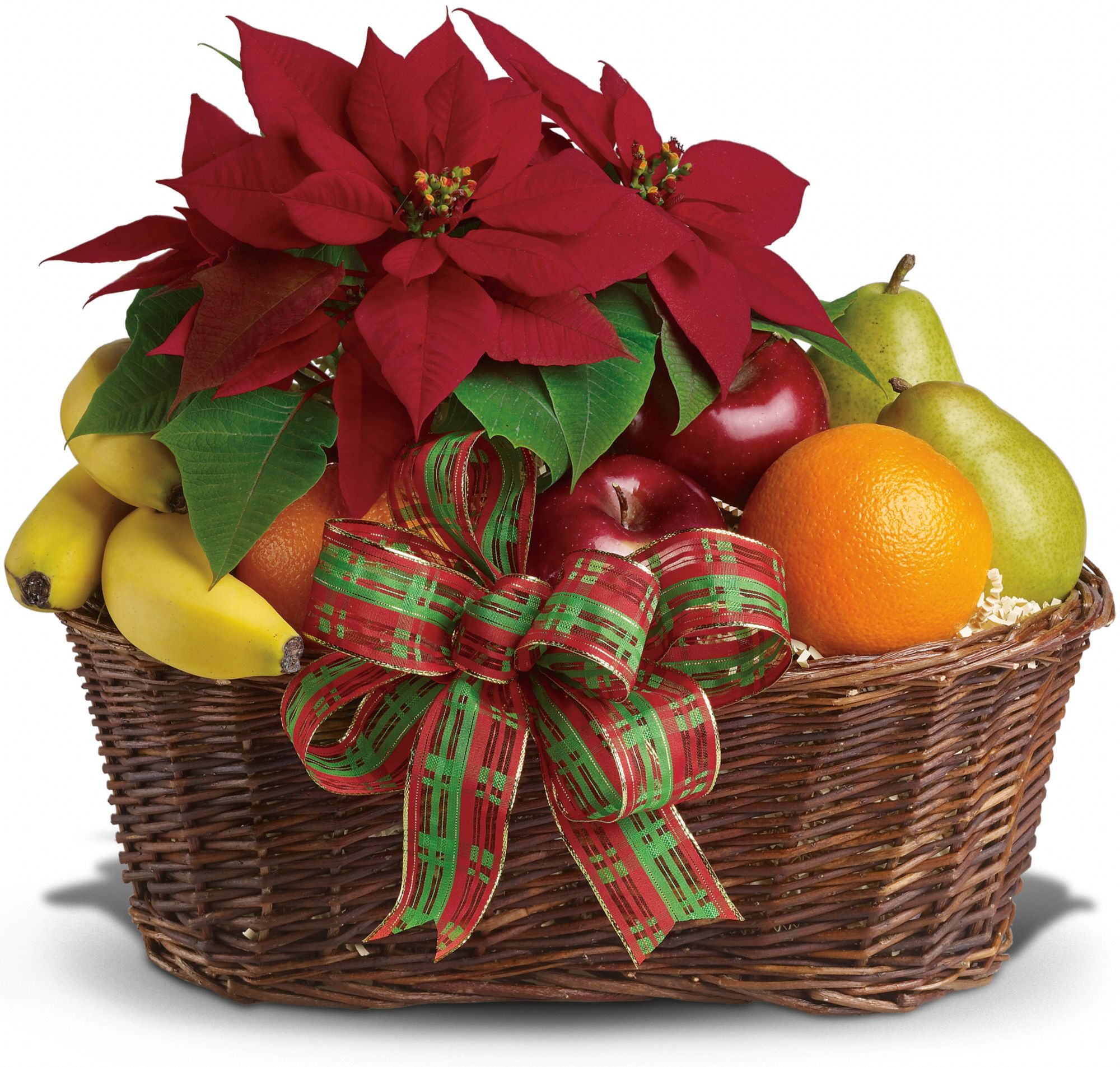 Fruit and Poinsettia Gift Basket
