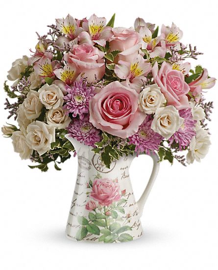 Fill My Heart bouquet in a pitcher