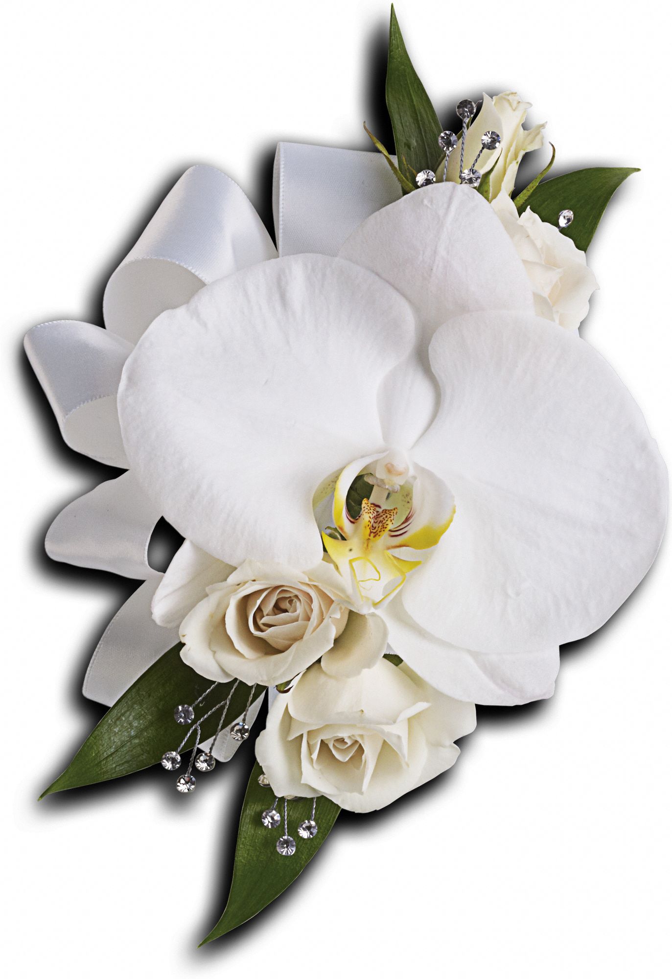 White Orchid and Rose Corsage Flowers