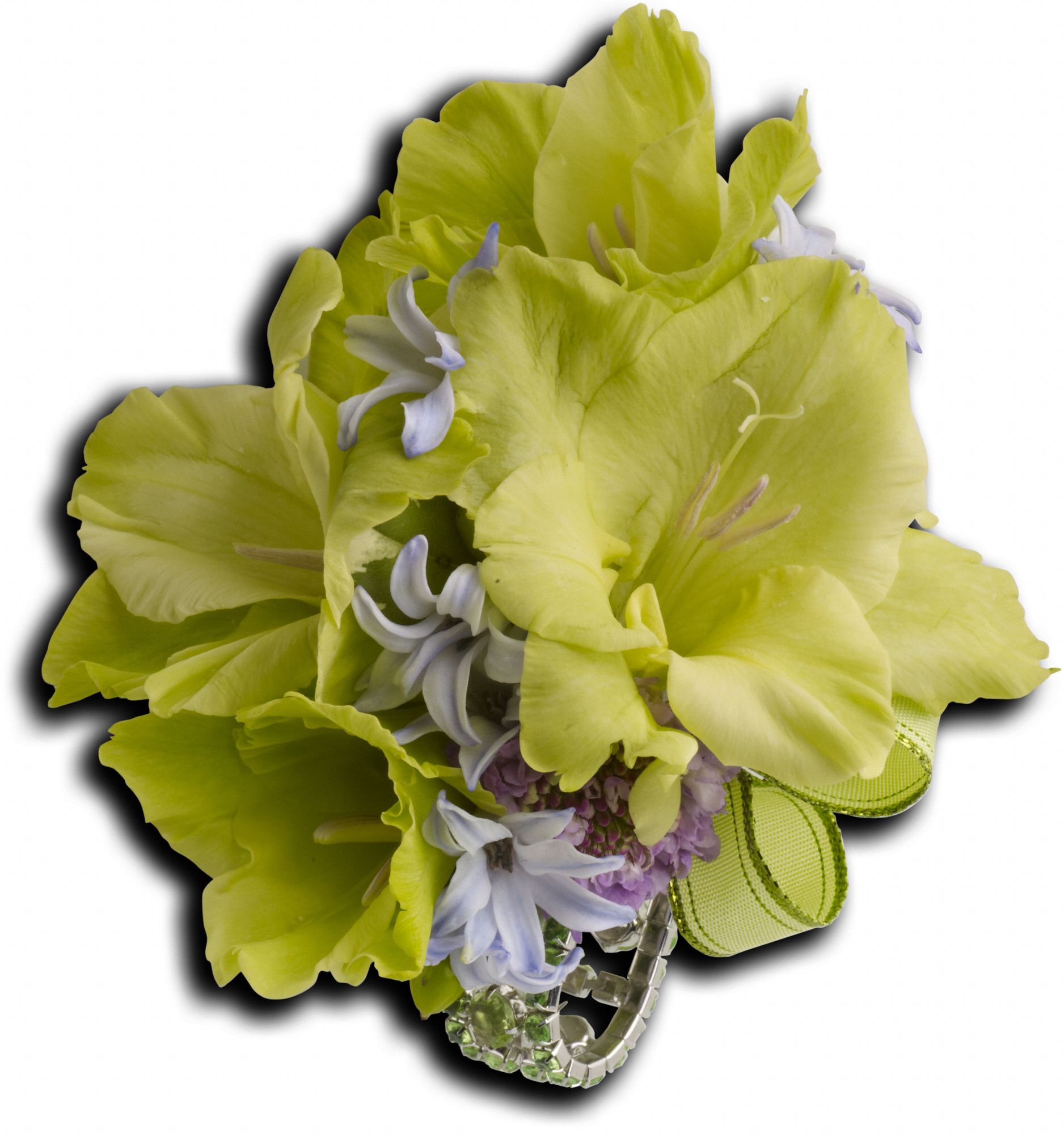 Soft Green Glamour Wristlet Flowers