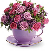 Teacup of Roses Sympathy Bouquet