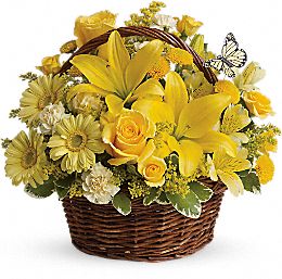 Basket of Wishes - yellow flowers in a basket