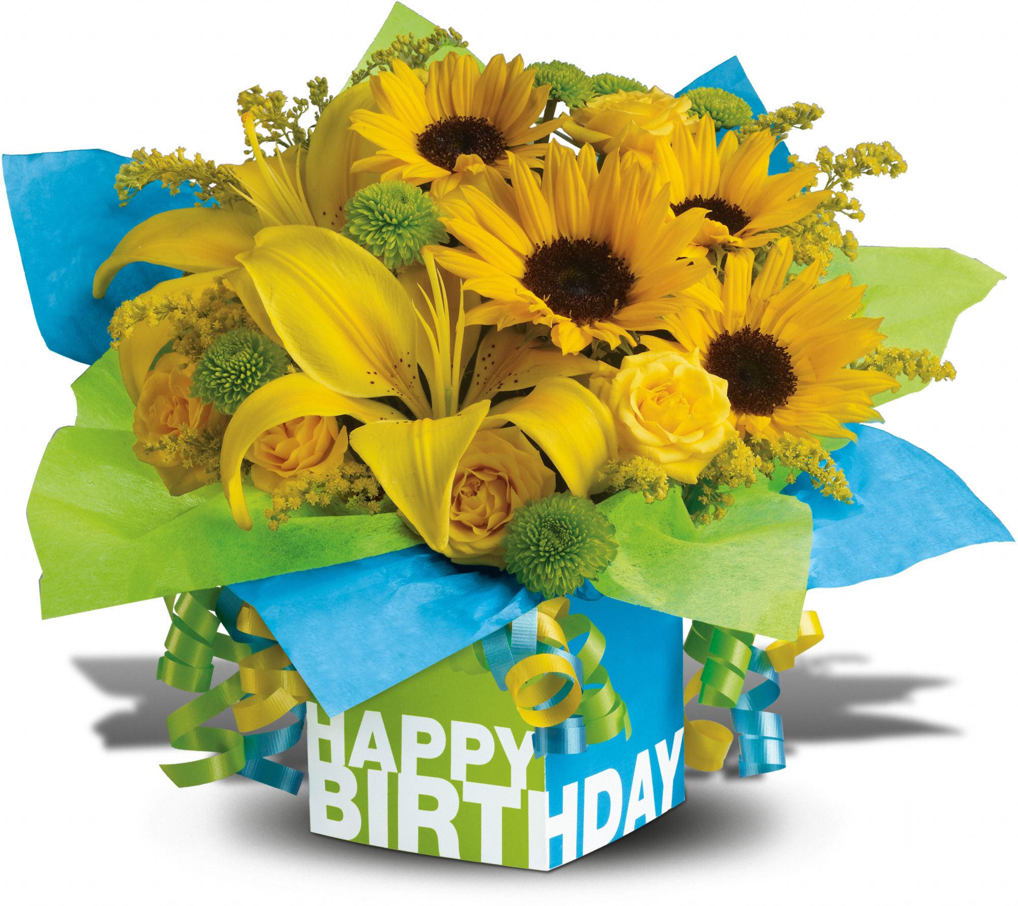 Teleflora's Sunny Birthday Present Flowers