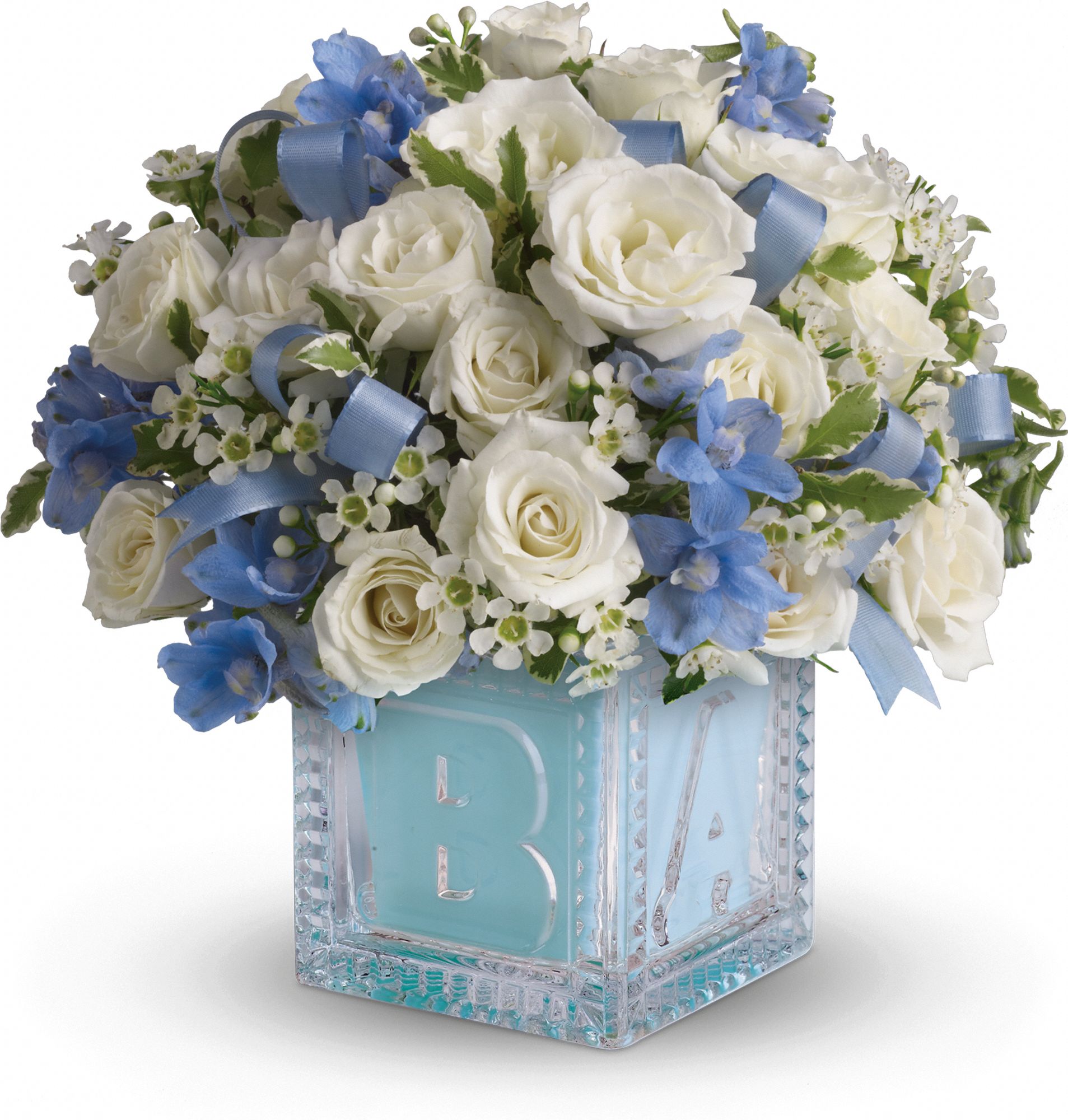 Baby's First Block by Teleflora - Blue Flowers