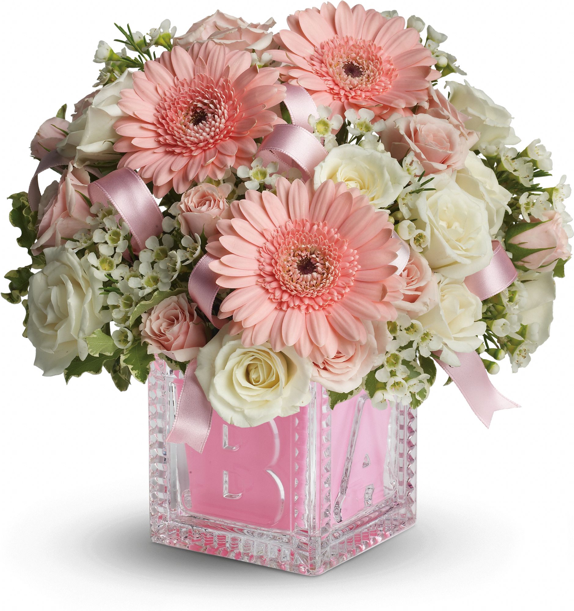 Baby's First Block by Teleflora - Pink Flowers