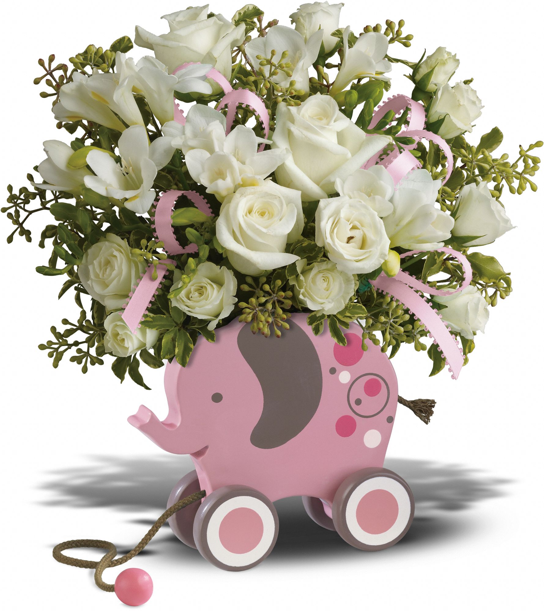 MiGi Baby Elephant by Teleflora - Pink Flowers