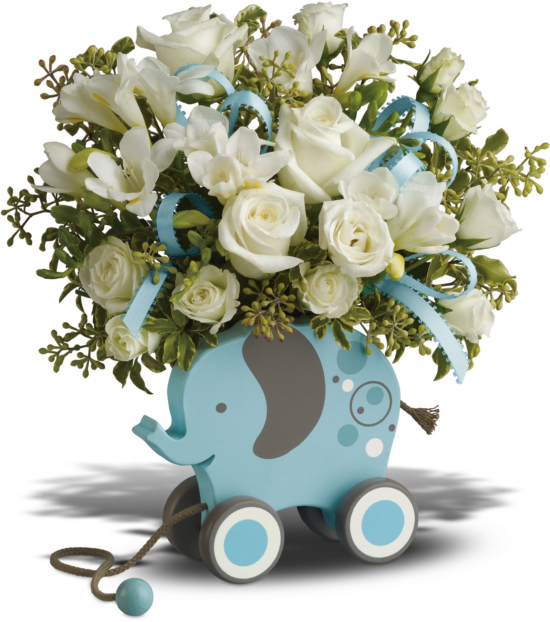 MiGi Baby Elephant by Teleflora - Blue Flowers