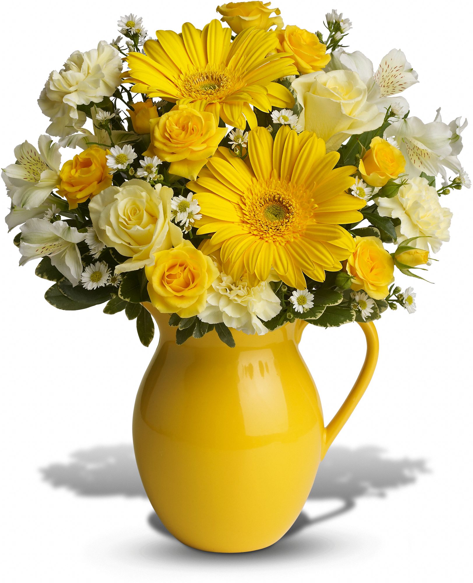 Teleflora's Sunny Day Pitcher of Cheer Flowers