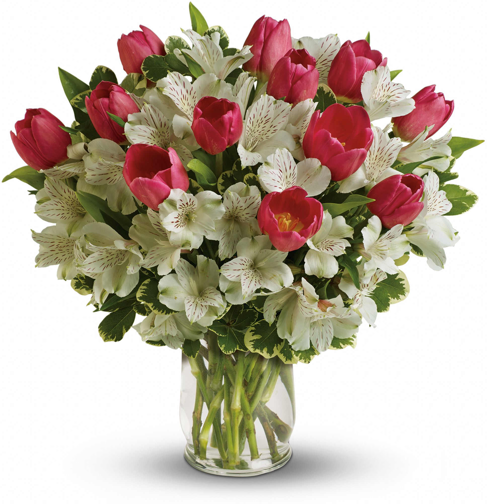 Spring romance bouquet of tulips and peruvian lilies