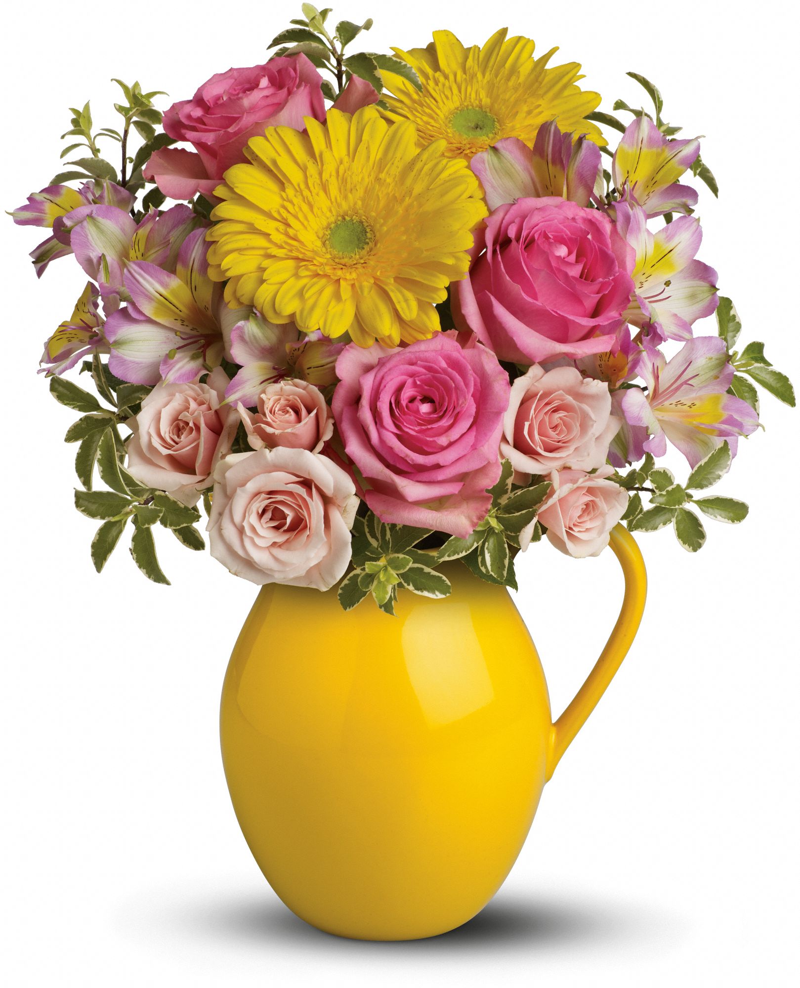 Teleflora's Sunny Day Pitcher Of Charm Flowers