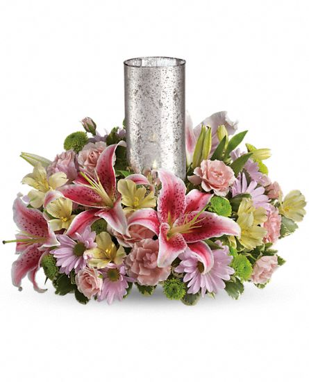 Just Delightful Centerpiece with Hurricane Lamp