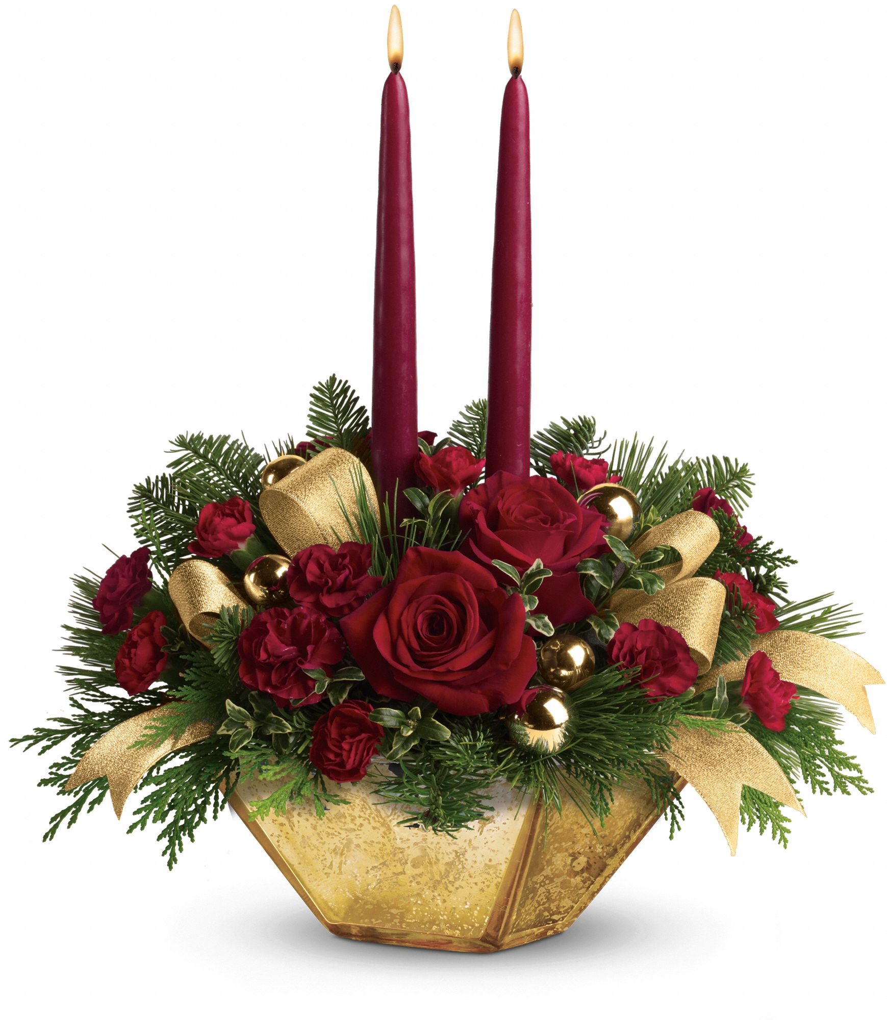 Teleflora's Crimson and Gold Centerpiece Flowers