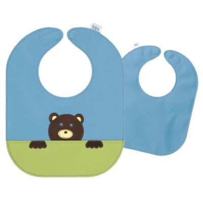 Mally Leather Bibs - Peeking Bear