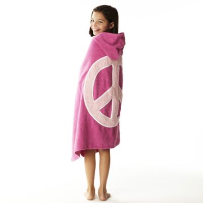 Pink Peace Big Kids Hooded Towel